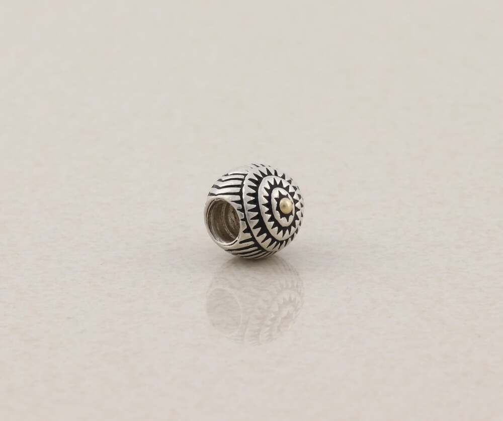 Sterling Silver Chamilia 925 & 14k Gold Bead Charm 3/8" x 3/8" - Picture 2 of 5